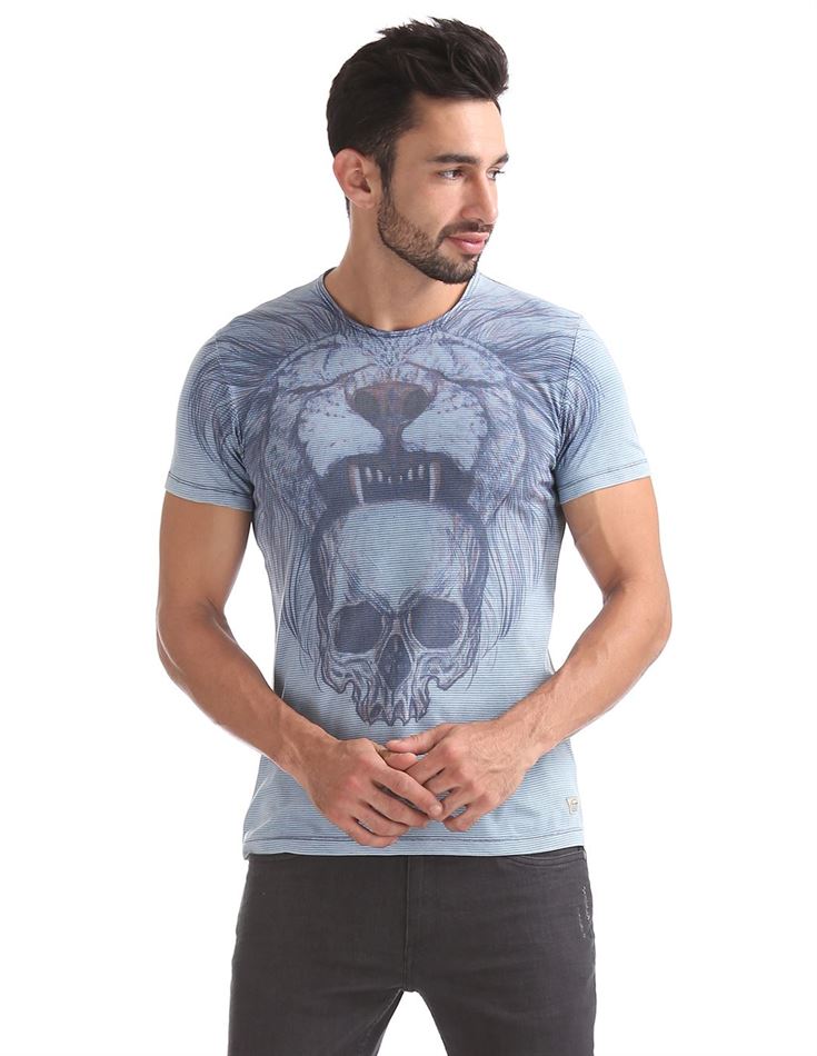 Ed Hardy Men Casual Wear Graphic Print T-Shirt